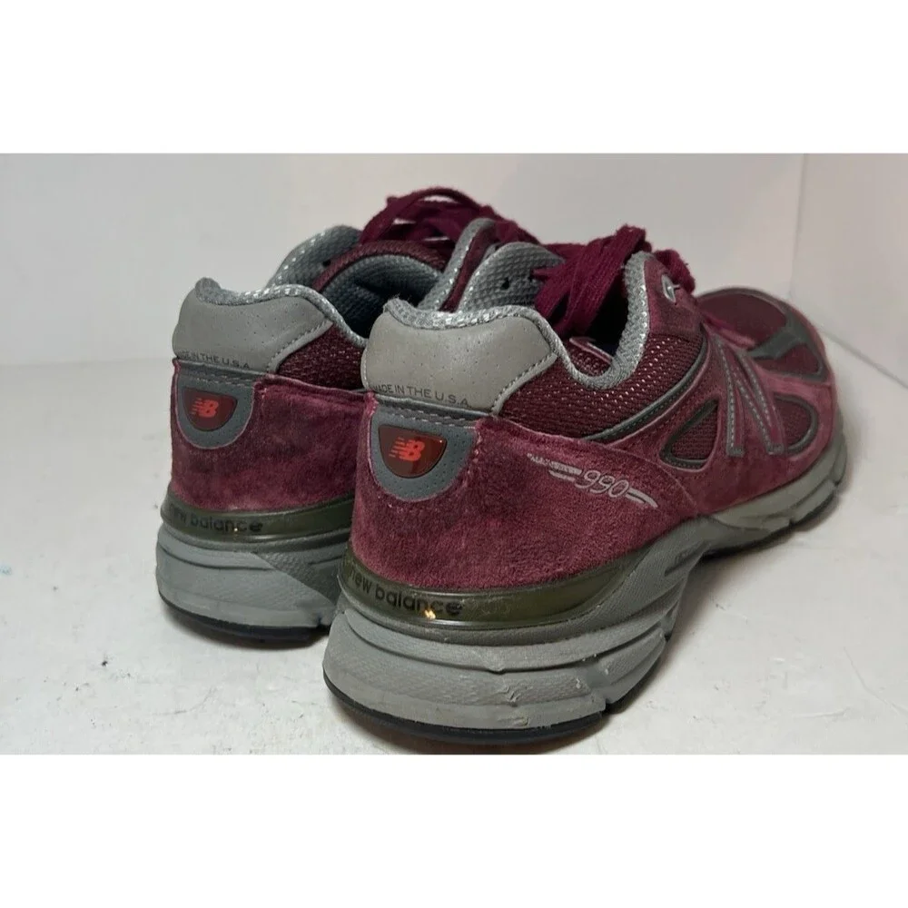 New Balance Shoes Mens 7.5 990v4 Burgundy Grey Sneakers Made in USA M990BU4 - Picture 3 of 11